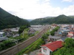 上松の町並みとJR中央本線