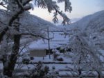 湯村温泉は一面の雪景色