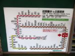 宮地駅の路線図。「肥後大津〜阿蘇」間は熊本地震の影響で不通