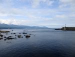 岩崎漁港から見る白神山地