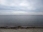 鵜ノ崎の海。正面に鳥海山が見えている